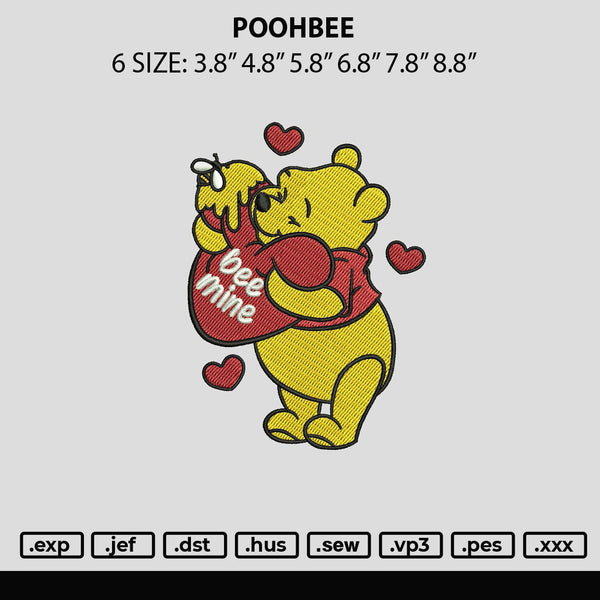 Poohbee Embroidery File 6 sizes