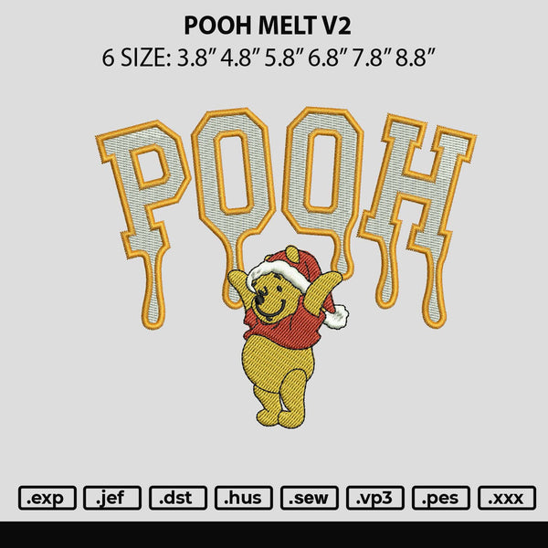 Pooh Melt V2 Embroidery File 6 sizes