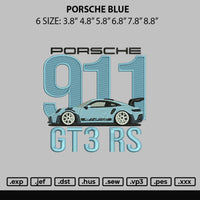 Porsche Blue V3 Embroidery File 6 sizes