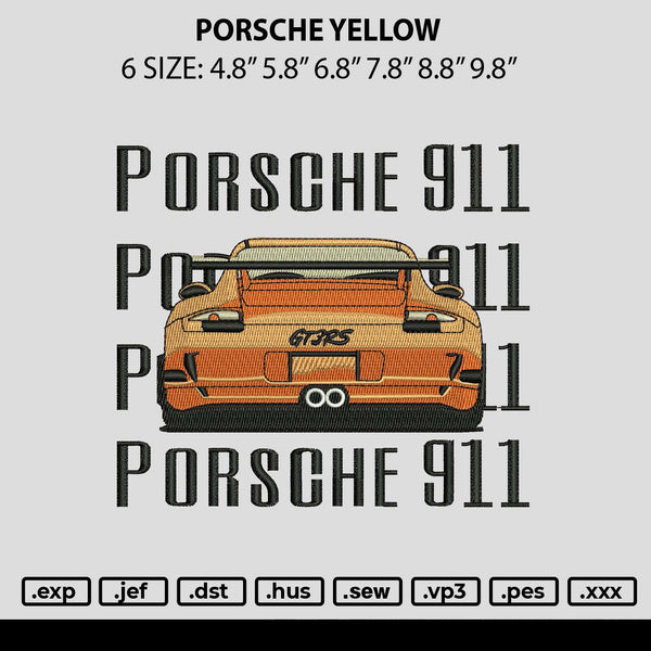 Porsche Yellow Embroidery File 6 sizes