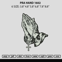 Pray Hand 1602 Embroidery File 6 sizes