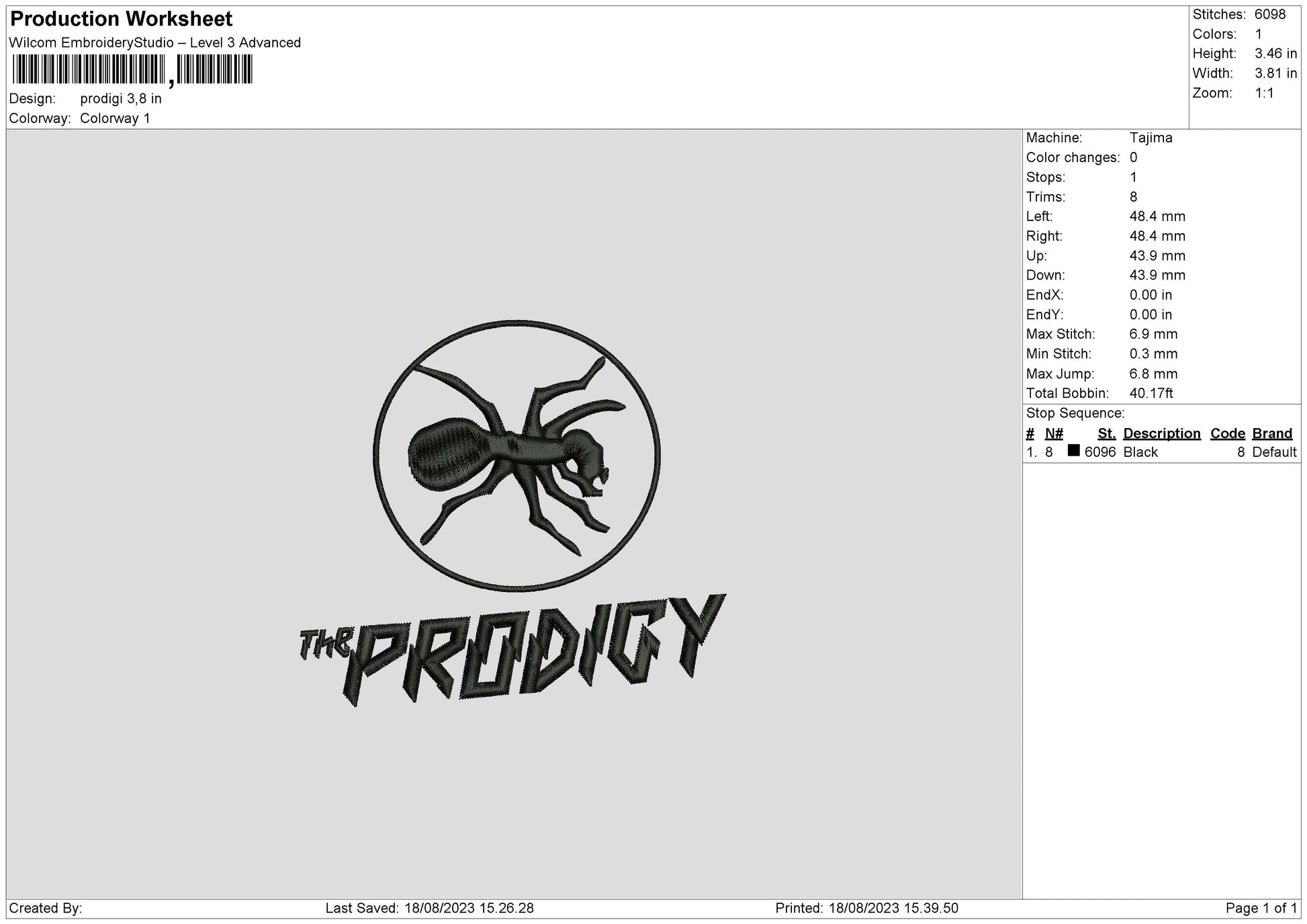Prodigi Embroidery File 6 sizes embrostudio