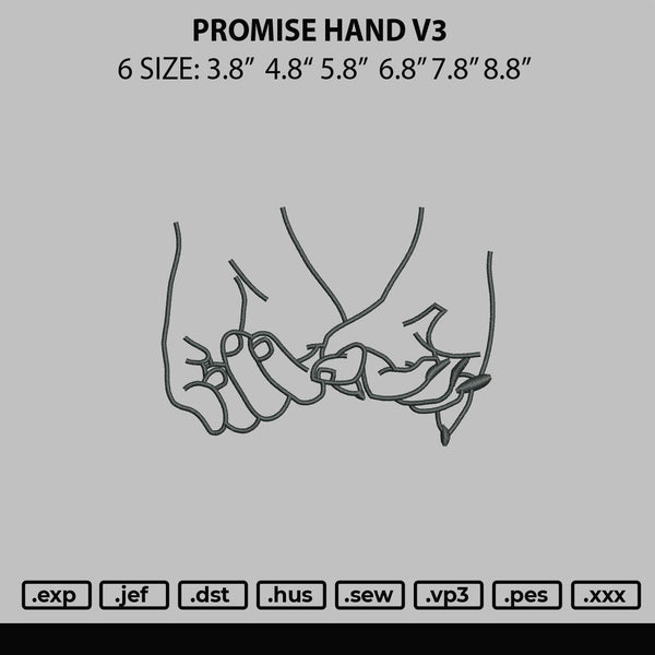 Promise Hand V3 Embroidery File 6 sizes