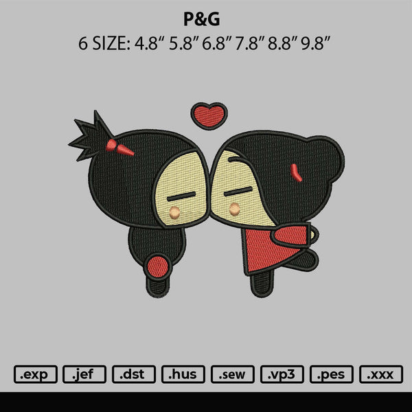 P&g Embroidery File 6 sizes