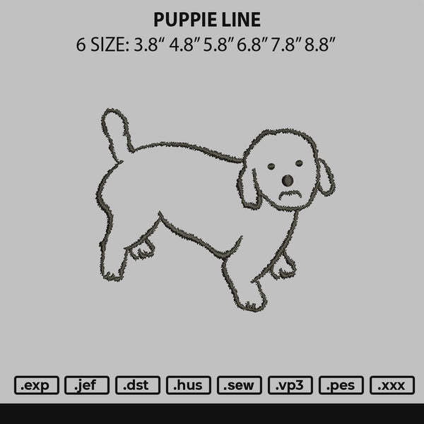 Puppie Line Embroidery File 6 sizes