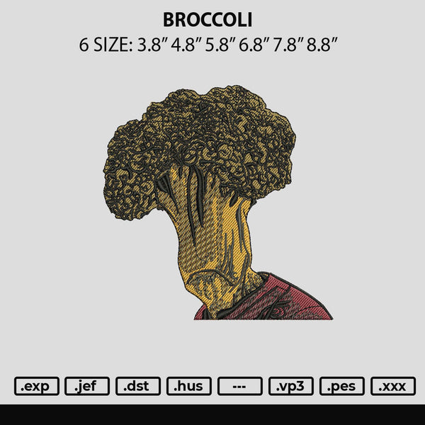 Broccoli Embroidery File 6 sizes