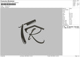 R Logo Embroidery File 6 sizes