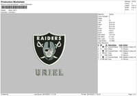 Raider U Embroidery File 6 sizes