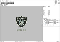 Raider U Embroidery File 6 sizes