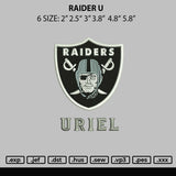 Raider U Embroidery File 6 sizes