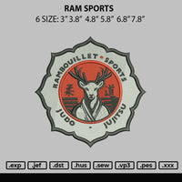 Ram Sports Embroidery File 6 sizes