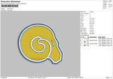 Rams L Emboidery File 6 sizes