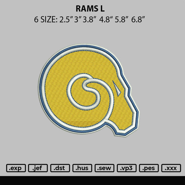 Rams L Emboidery File 6 sizes
