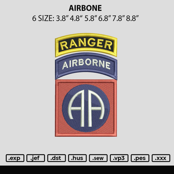 Airbone Embroidery File 6 sizes