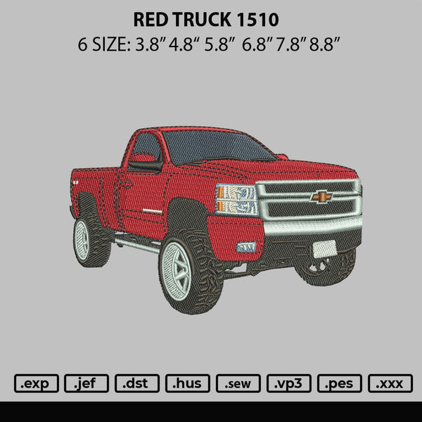 Red Truck Embroidery File 6 sizes