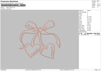 Bow Heart Embroiery File 6 sizes