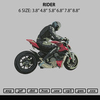 Rider Embroidery File 6 sizes