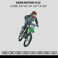 Rider Motorcycle Embroidery File 6 sizes