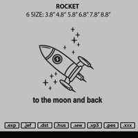 Rocket Embroidery File 6 sizes