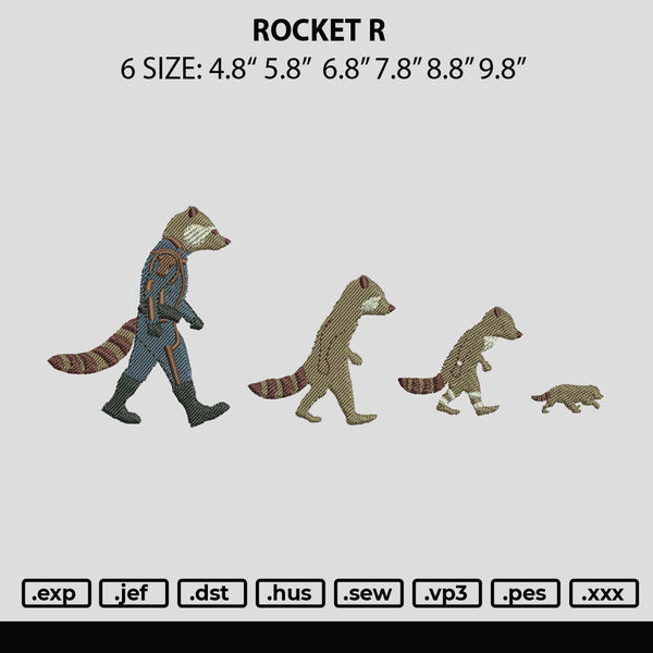 Rocket R Embroidery File 6 sizes