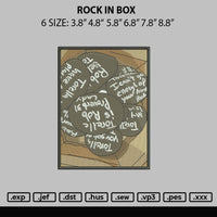 Rock In Box Embroidery File  sizes