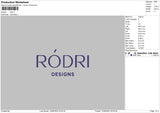 Rodri R Embroidery File 6 sizes