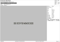 Roman Numerals Embroidery File 6 sizes