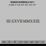 Roman Numerals Embroidery File 6 sizes