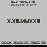 Roman Numerals 1210 Embroidery File 6 sizes