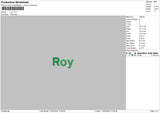 Roy Text Embroidery File 6 sizes