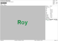 Roy Text Embroidery File 6 sizes