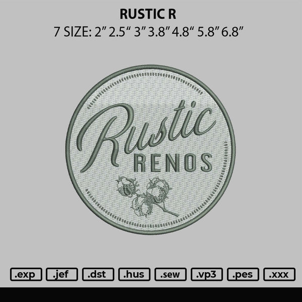 Rustic R Embroidery File 6 sizes