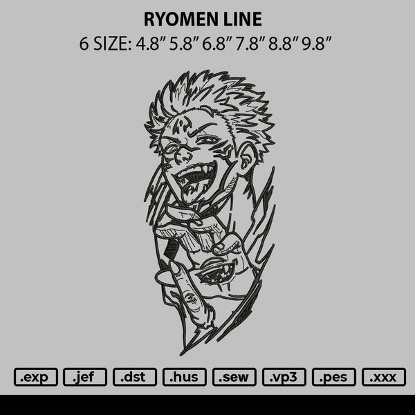 Ryomen Line Embroidery File 6 sizes