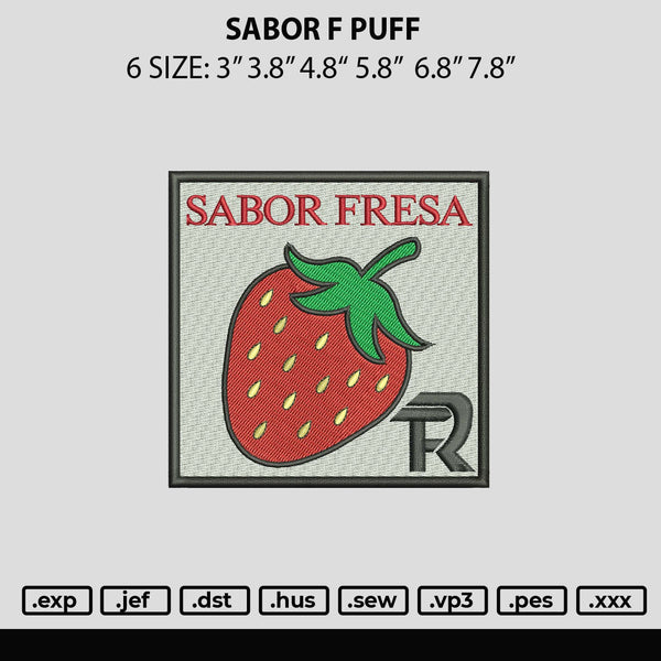 Sabor F Embroidery File 6 sizes