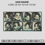 Sage Square Embroidery File 6 sizes