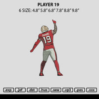 Player 19 Embroidery File 6 sizes