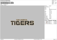 Tigers Sj Embroidery File 6 sizes