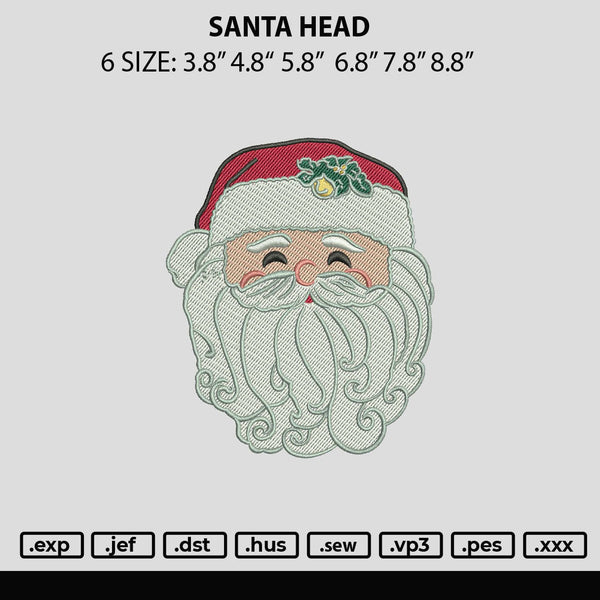 Santa Head Embroidery File 6 sizes