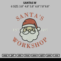 Santas W Embroidery File 6 sizes