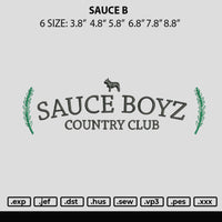 Sauce B Embroidery File 6 sizes