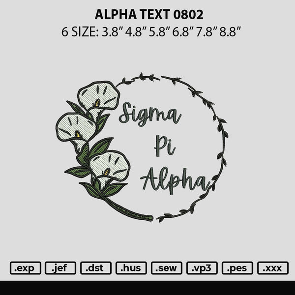 Alpha Text 0802 Embroidery File 6 sizes