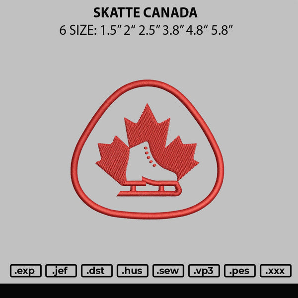 Skatte Canada Embroidery File 6 sizes