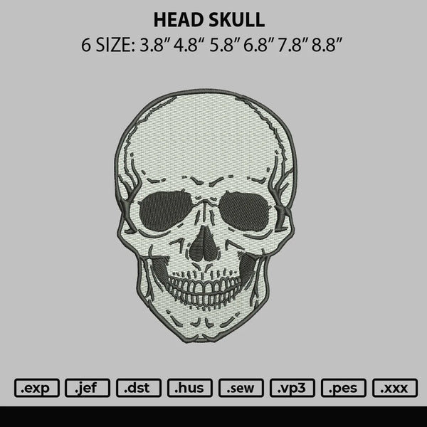 Head Skull Embroidery File 6 sizes