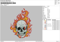 Skull On Fire Embroidery