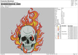 Skull On Fire Embroidery