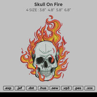 Skull On Fire Embroidery