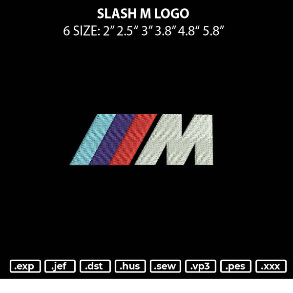 Slash M Logo Embroidery File 6 sizes