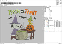 Snoopy Trick T Embroidery File 6 sizes