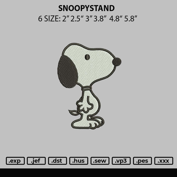 Snoopystand Embroidery File 6 sizes