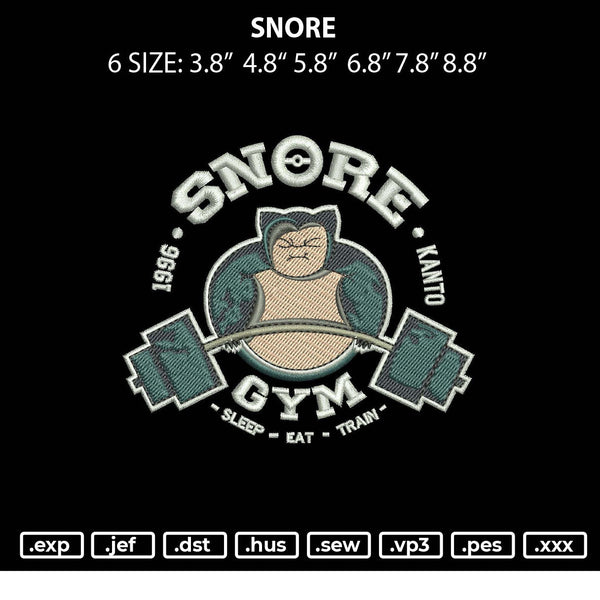 Snore Embroidery File 6 sizes